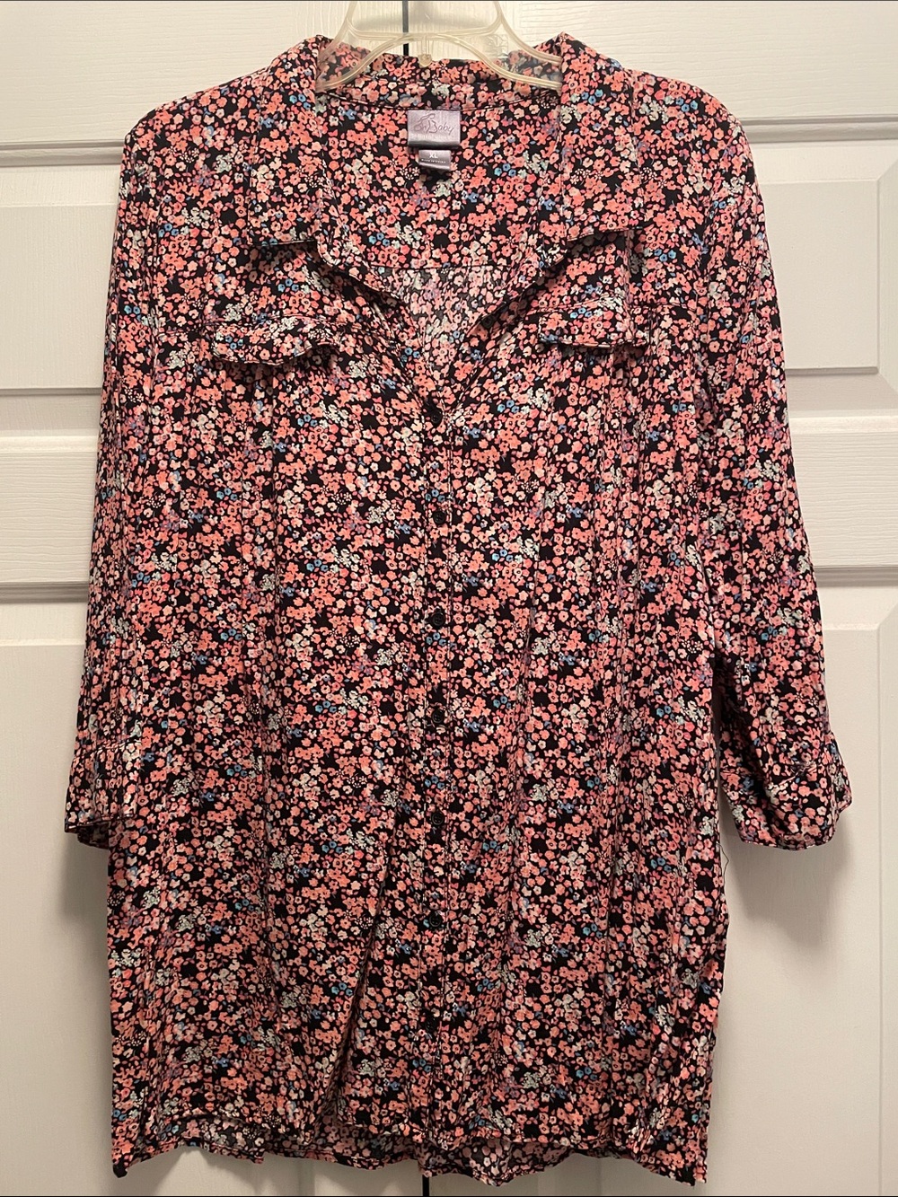 Oh Baby by Motherhood Pink Floral Button-Down Blouse